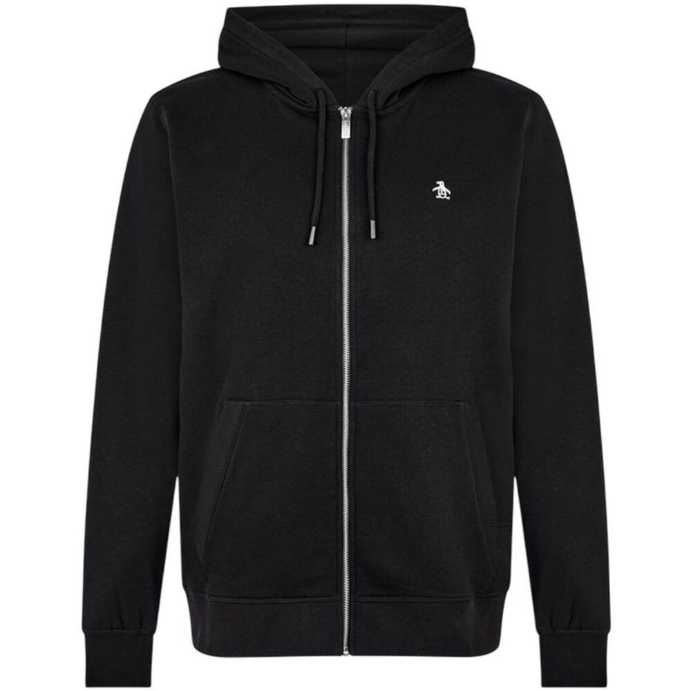 Original Penguin Mens Cotton Long-Sleeved Full Zip Hoodie / True Black